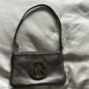 Michael Kors Pewter Colored Zip Wristlet/Wallet with Strap